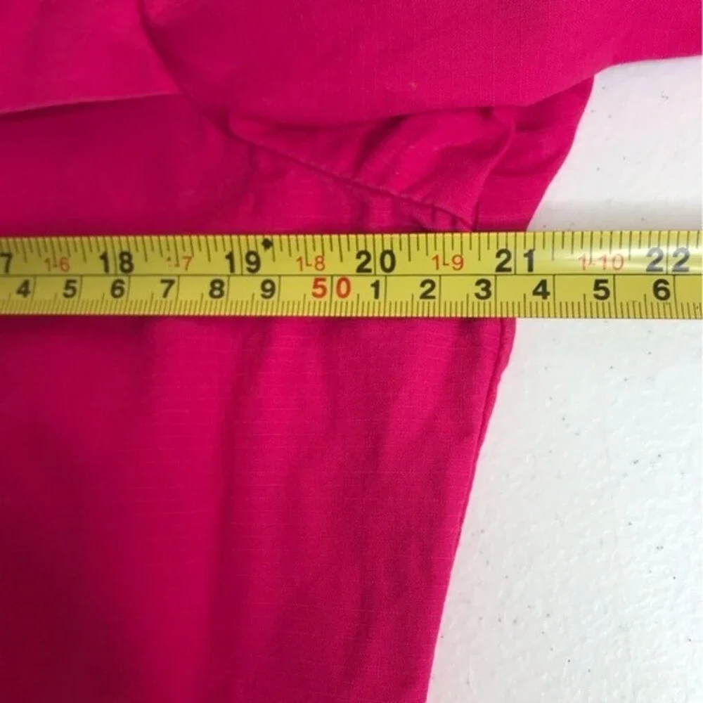 Chicos Bright Pink 3/4 Sleeve Convertible Collar Jacket Ripstop Women Medium